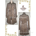 Women long fashion coat with leapord print